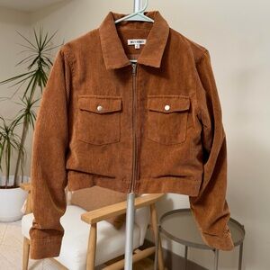 Women’s | Urban Outfitters Corduroy Zip Jacket Caramel Brown Cropped | Medium